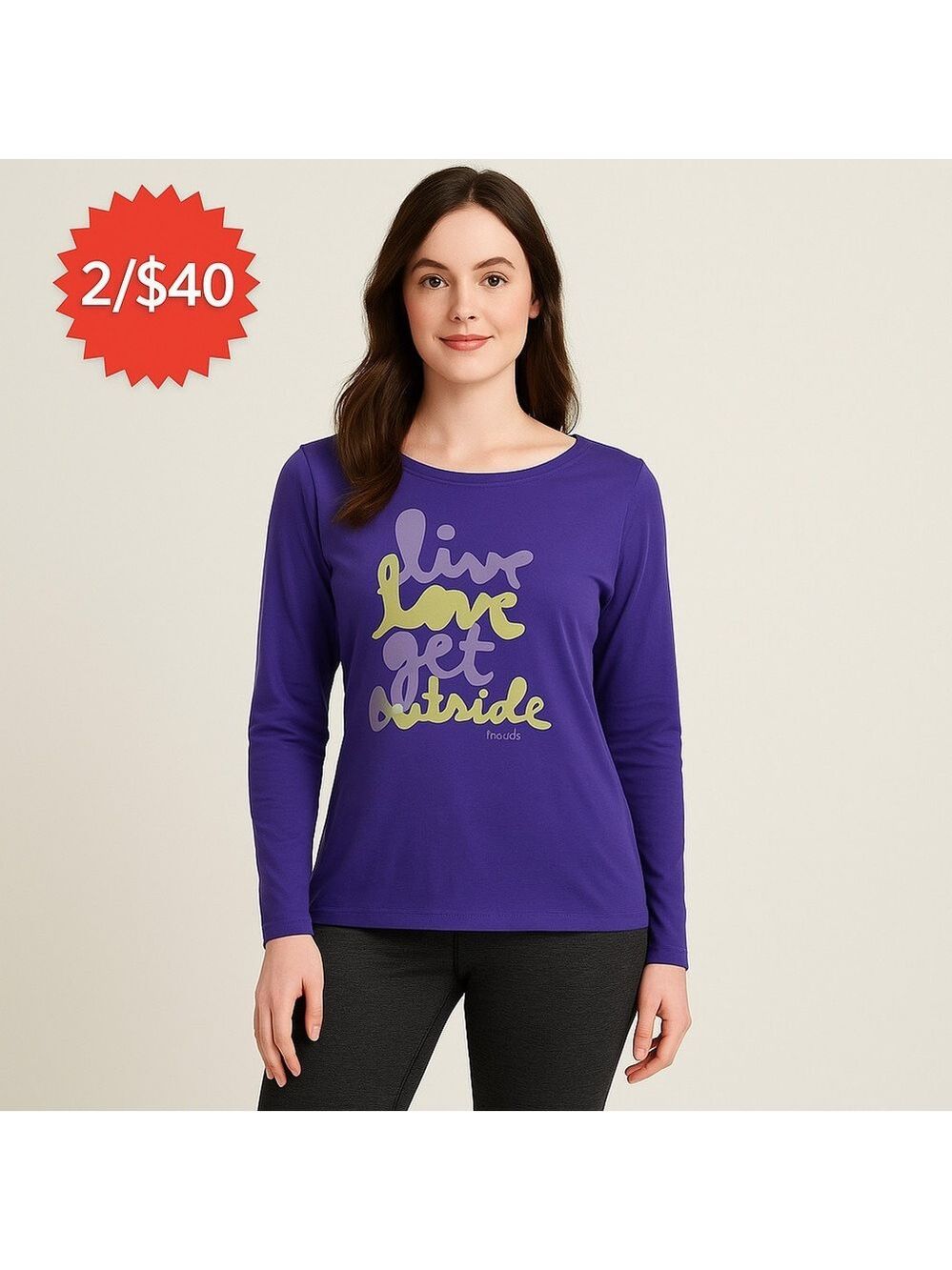 2/40$ MERRELL graphic shirt long sleeves purple soft 100% organic cotton medium